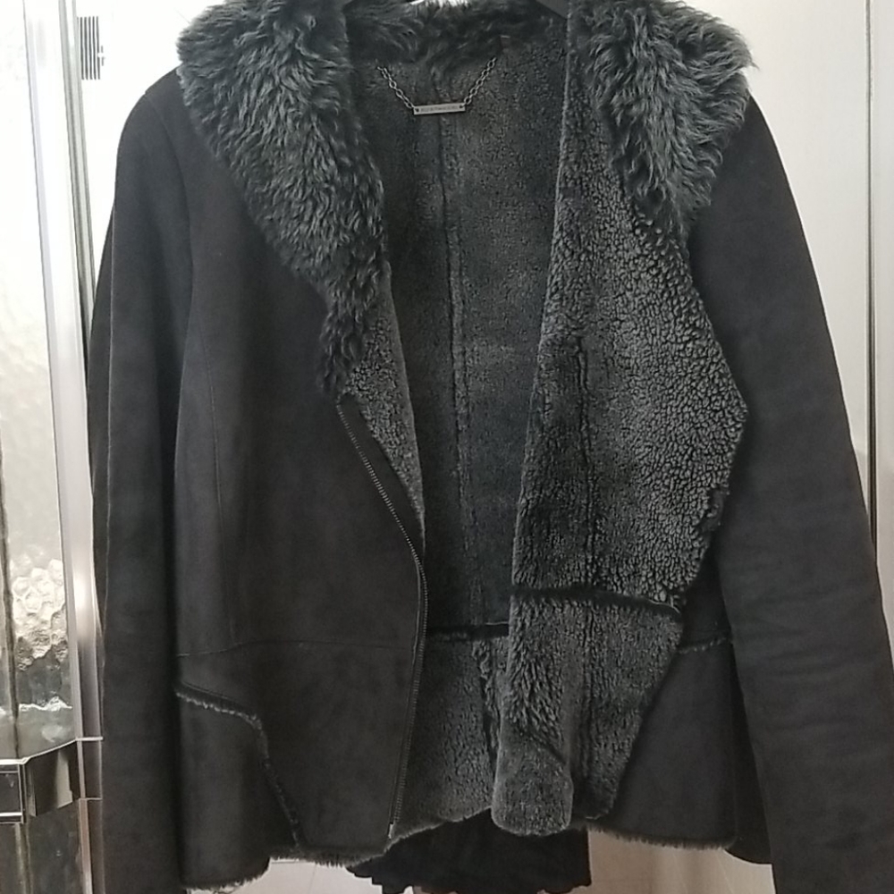 Elie Tahari real shearling suede coat